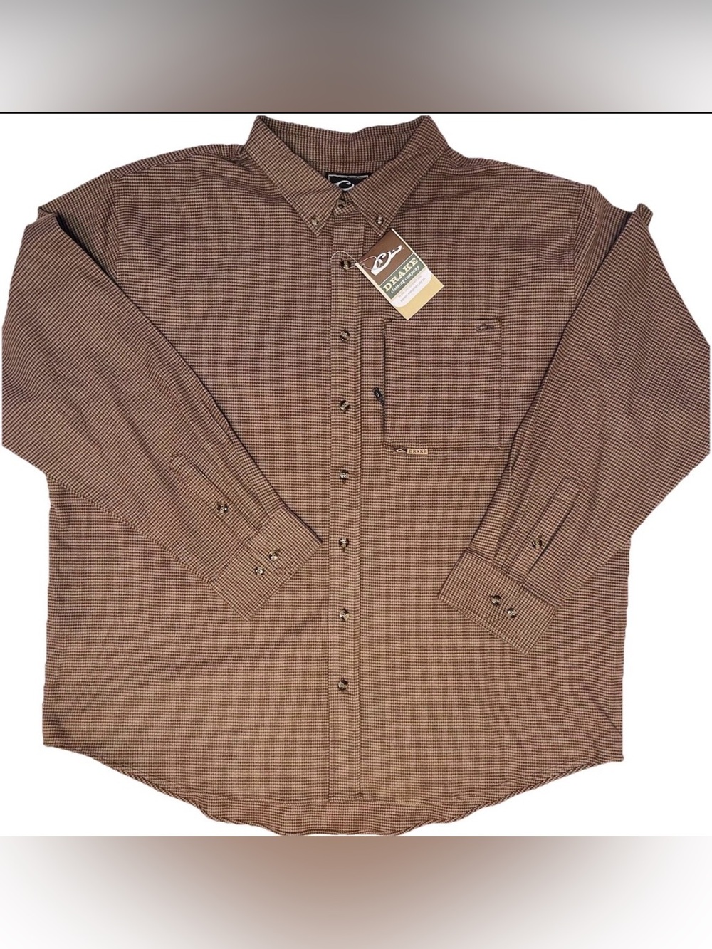 NWT Drake Waterfowl Autumn Brushed Twill Houndstooth Long Sleeve Shirt 3XL
